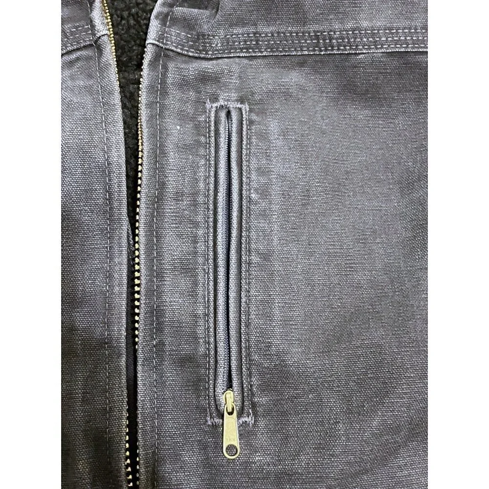 Carhartt Jacket M Coat Sherpa Duck Canvas Chore Distress Fade Paint Rare C61 GVL
